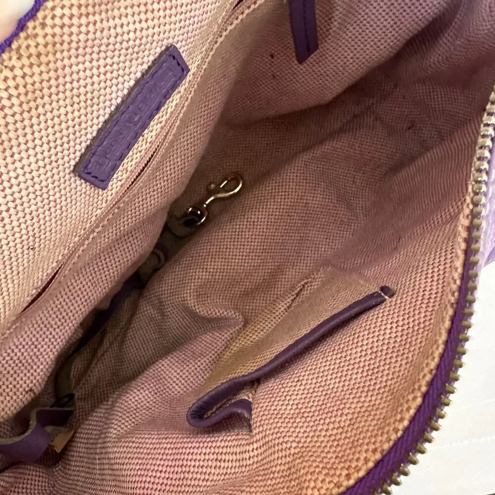 Vintage Dooney & Bourke Purple Pebble Leather Shoulder Bag Purse Flap Pocket y2k